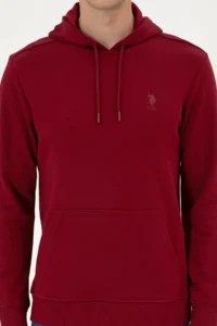 US Polo Assn. Men Regular Fit Hooded Burgundy Basic Sweatshirt - Image 6