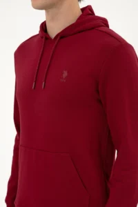 US Polo Assn. Men Regular Fit Hooded Burgundy Basic Sweatshirt - Image 7
