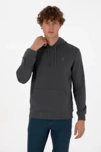 US Polo Assn. Men Regular Fit Hooded Gray Basic Sweatshirt
