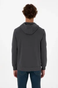 US Polo Assn. Men Regular Fit Hooded Gray Basic Sweatshirt - Image 5