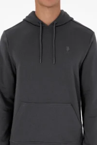 US Polo Assn. Men Regular Fit Hooded Gray Basic Sweatshirt - Image 6