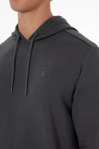 US Polo Assn. Men Regular Fit Hooded Gray Basic Sweatshirt - Image 7