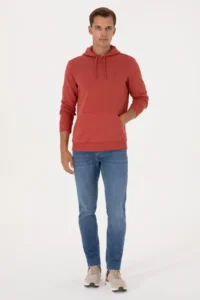 US Polo Assn. Men Regular Fit Hooded Dusty ROSE Basic Sweatshirt - Image 4