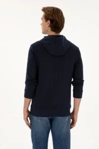 US Polo Assn. Men Regular Fit Hooded Navy Blue Basic Sweatshirt - Image 5