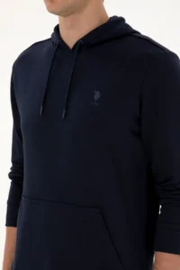 US Polo Assn. Men Regular Fit Hooded Navy Blue Basic Sweatshirt - Image 7