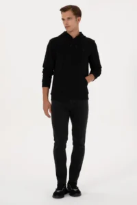 US Polo Assn. Men Regular Fit Hooded Black Basic Sweatshirt - Image 4