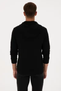 US Polo Assn. Men Regular Fit Hooded Black Basic Sweatshirt - Image 5