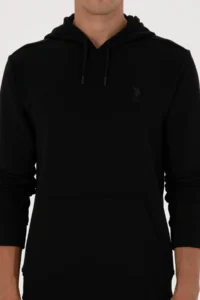 US Polo Assn. Men Regular Fit Hooded Black Basic Sweatshirt - Image 6