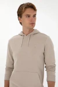 US Polo Assn. Men Regular Fit Hooded Stone Basic Sweatshirt - Image 2