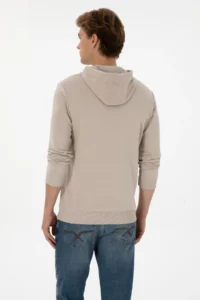 US Polo Assn. Men Regular Fit Hooded Stone Basic Sweatshirt - Image 5