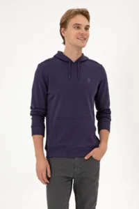 US Polo Assn. Men Regular Fit Hooded Plum Basic Sweatshirt