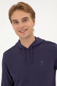 US Polo Assn. Men Regular Fit Hooded Plum Basic Sweatshirt - Image 2