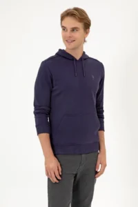 US Polo Assn. Men Regular Fit Hooded Plum Basic Sweatshirt - Image 3