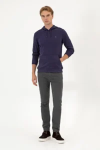 US Polo Assn. Men Regular Fit Hooded Plum Basic Sweatshirt - Image 4