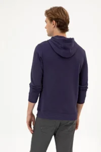 US Polo Assn. Men Regular Fit Hooded Plum Basic Sweatshirt - Image 5