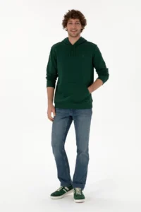 US Polo Assn. Men Regular Fit Hooded dark Green Basic Sweatshirt - Image 4