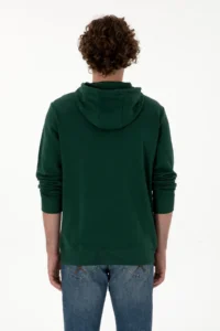 US Polo Assn. Men Regular Fit Hooded dark Green Basic Sweatshirt - Image 5