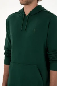 US Polo Assn. Men Regular Fit Hooded dark Green Basic Sweatshirt - Image 7