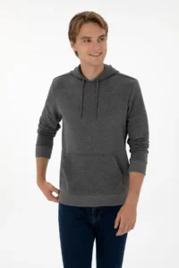 US Polo Assn. Men Regular Fit Hooded Anthracite Melange Basic Sweatshirt - Image 3