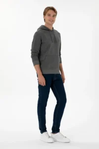 US Polo Assn. Men Regular Fit Hooded Anthracite Melange Basic Sweatshirt - Image 4