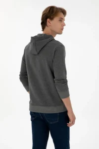 US Polo Assn. Men Regular Fit Hooded Anthracite Melange Basic Sweatshirt - Image 5