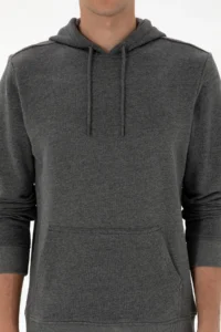 US Polo Assn. Men Regular Fit Hooded Anthracite Melange Basic Sweatshirt - Image 6