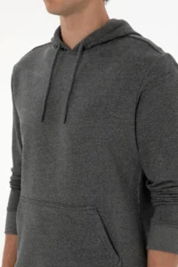 US Polo Assn. Men Regular Fit Hooded Anthracite Melange Basic Sweatshirt - Image 7