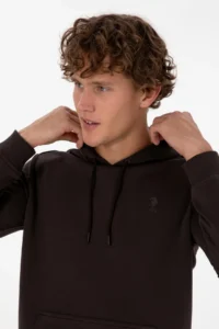 US Polo Assn. Men Regular Fit Hooded Dark Brown Basic Sweatshirt - Image 2
