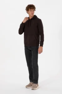 US Polo Assn. Men Regular Fit Hooded Dark Brown Basic Sweatshirt - Image 4