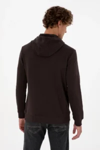 US Polo Assn. Men Regular Fit Hooded Dark Brown Basic Sweatshirt - Image 5