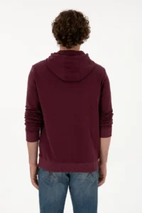 US Polo Assn. Men Regular Fit Hooded Dark Burgundy Basic Sweatshirt - Image 5