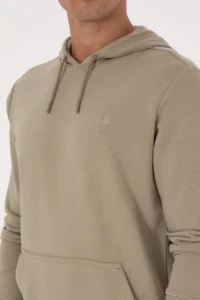 US Polo Assn. Men Regular Fit Hooded Light Khaki Basic Sweatshirt - Image 7