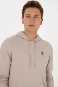 US Polo Assn. Men comfort Fit Hooded Stone Basic Sweatshirt - Image 2