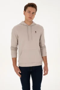US Polo Assn. Men comfort Fit Hooded Stone Basic Sweatshirt - Image 3