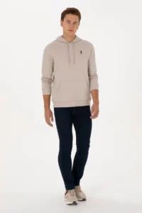 US Polo Assn. Men comfort Fit Hooded Stone Basic Sweatshirt - Image 4