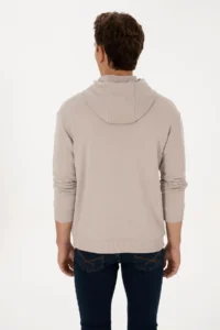 US Polo Assn. Men comfort Fit Hooded Stone Basic Sweatshirt - Image 5