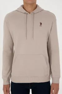 US Polo Assn. Men comfort Fit Hooded Stone Basic Sweatshirt - Image 6