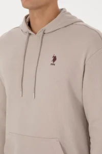 US Polo Assn. Men comfort Fit Hooded Stone Basic Sweatshirt - Image 7