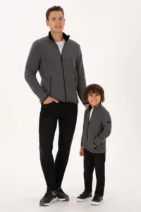 US Polo Assn. Men Regular Fit Gray Fleece Knitting Cardigan - Image 2