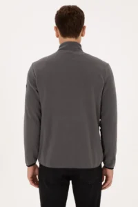 US Polo Assn. Men Regular Fit Gray Fleece Knitting Cardigan - Image 5