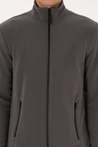 US Polo Assn. Men Regular Fit Gray Fleece Knitting Cardigan - Image 6