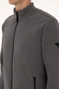 US Polo Assn. Men Regular Fit Gray Fleece Knitting Cardigan - Image 7