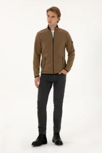 US Polo Assn. Men Regular Fit Khaki Fleece Knitting Cardigan - Image 4