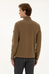 US Polo Assn. Men Regular Fit Khaki Fleece Knitting Cardigan - Image 5