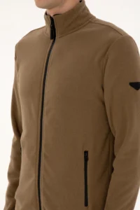 US Polo Assn. Men Regular Fit Khaki Fleece Knitting Cardigan - Image 7
