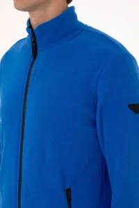 US Polo Assn. Men Regular Fit Saks Blue Fleece Knitting Cardigan - Image 7