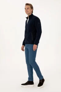 US Polo Assn. Men Regular Fit Navy Blue Fleece Knitting Cardigan - Image 4