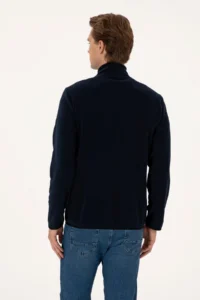 US Polo Assn. Men Regular Fit Navy Blue Fleece Knitting Cardigan - Image 5