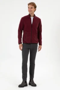 US Polo Assn. Men Regular Fit Burgundy Fleece Knitting Cardigan - Image 4