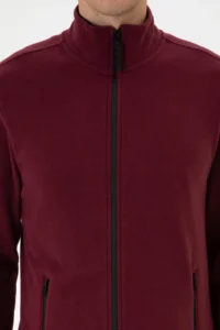 US Polo Assn. Men Regular Fit Burgundy Fleece Knitting Cardigan - Image 6